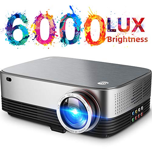 VIVIMAGE C680 Native 1080p Led Projector, 6000 Lux Full HD Home Theater Movie Projector Compatible TV Stick, HDMI, VGA, USB, Laptop, iPhone Android for PowerPoint Presentation