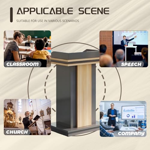 ANJAHOME Wooden Podium, Portable Conference Stand for Weddings, Classrooms, Office - Durable and Functional (A)