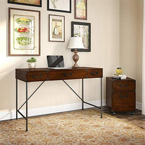 Kathy Ireland Office Ironworks 48W Writing Desk and Pedestal in Cherry