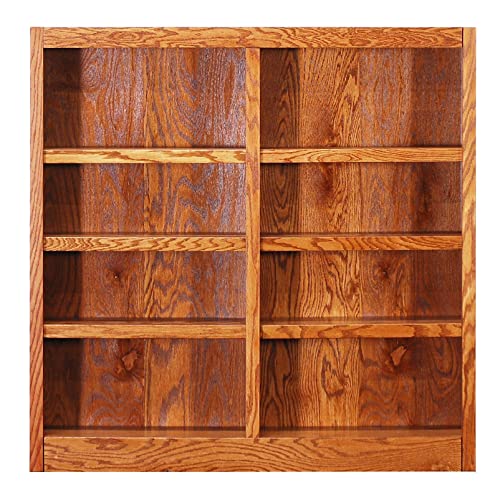 Concepts In Wood Traditional 48" Tall Double Wide Wood Bookcase Dry Oak
