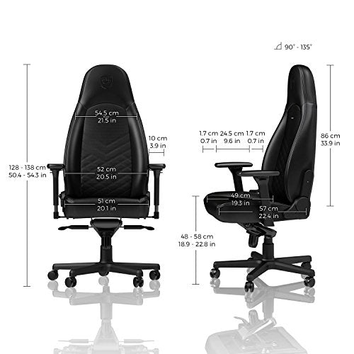 noblechairs ICON Gaming Chair - Office Chair - Desk Chair - PU Faux Leather - Ergonomic - Cold Foam Upholstery - 330 lbs - Racing Seat Design - Black