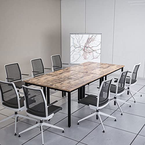 Bonzy Home 9ft Conference Table Rustic Vintage Brown 110.2"x47.2"x29.5" - 4PCS