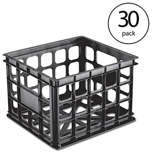 Sterilite Multipurpose Durable Plastic Storage Secure Box File Crate Container for Home or Office Organization, Black (30 Pack)