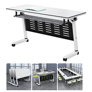 NeAFP Flip Top Mobile Training Table with Modesty, Locking Casters - Foldable, Nestable - Horizontal to Vertical