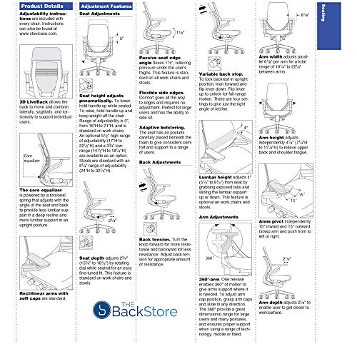 Steelcase Gesture Office Desk Chair with Headrest in Elmosoft Genuine Mica L114 Leather - High Black Frame