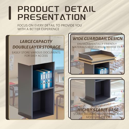ANJAHOME Wooden Podium, Portable Conference Stand for Weddings, Classrooms, Office - Durable and Functional (A)