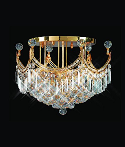 Artistry Lighting Corona Collection 1808X-2415 Steel/Crystal Flush Mount Gold Gold