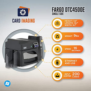 Fargo DTC4500e Single Side ID Card Printer & Supplies Package with Card Imaging Software