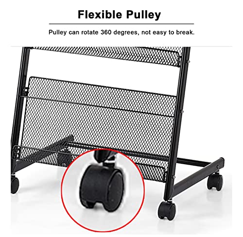 HAUTHE Magazine Holder/Storage Rack with Wheels, 4 Pockets - Floor-Standing Literature Organizer
