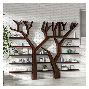 KIZQYN Tree-Shaped Bookcase Floor-to-Ceiling Multi-Layer Shelf (Brown, 160cm)