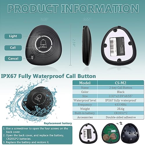 WNKRUN Restaurant Pager System with 1 Display Screens/15 Call Buttons/2 Watch Pagers
