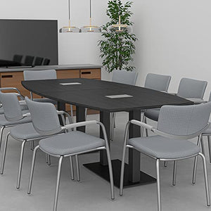 SKUTCHI DESIGNS INC. Harmony Series 8' Conference Table | 8 Person Boat Meeting Room Table | Metal Bases | 2 Power and Data Modules | Asian Night