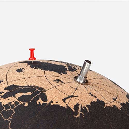 SUCK UK Extra Large Original Desktop Cork Globe | Push PINS Included | Educational World MAP | Travel Accessories | Adventure & Memories Display | Extra Large | 12.5” (Ø 32cm)