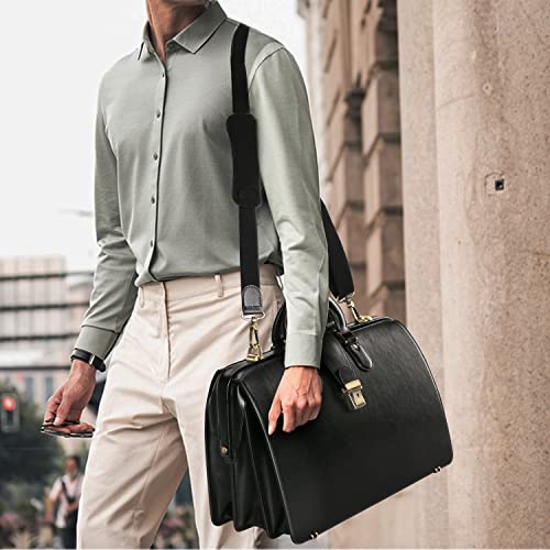 Banuce Leather Briefcase for Men with Lock Doctor Bag Attache Case Hard 15.6 Inch Laptop Lawyer Attorney Litigator Bags Black