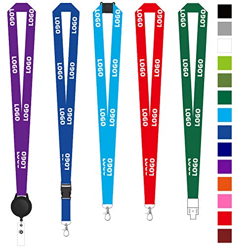 100 Pack Custom Lanyards Customized Neck Strap Print Your Name Text Logo Image Slogan for Office Company School Event