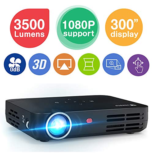 WOWOTO H8 3500 Lumens Mini Projector LED DLP 1280x800 Real Mini Home Theater Projector WXGA Support 3D 1080P HD Perfect for Entertainment Business Wireless Screen Share Android HDMI USBx2 RJ45 176"±