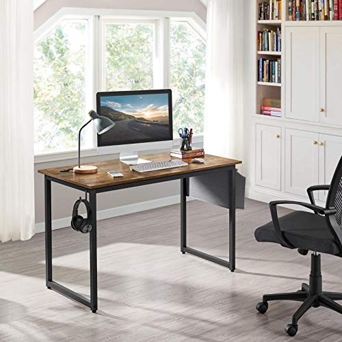 YAHEETECH Home Office Desk & Chair Set 47" Industrial Computer Desk with Storage Bag, Ergonomic Mesh Office Chair Ergonomic Desk Chair Mid-Back Big Computer Chair, Rustic Brown & Black