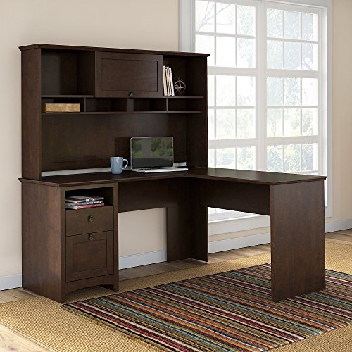 Buena Vista L Shaped Desk with Hutch in Madison Cherry