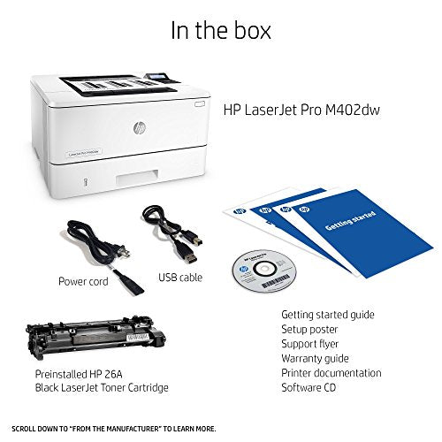 HP Laserjet Pro M402dw Wireless Monochrome Printer, Amazon Dash Replenishment Ready (C5F95A#BGJ) (Renewed)