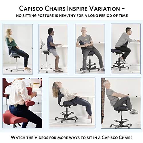 HAG Capisco Puls Adjustable Standing Desk Chair - Black Frame - Black Partial Cushion by HAG