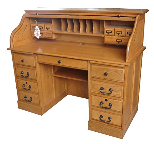 Chelsea Home 54 in. Mylan Roll Top Desk in Harvest Oak
