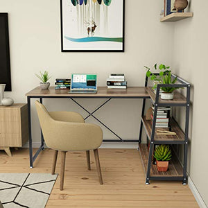 L Shaped Computer Desk with Storage Shelves Adjustable 60 Inch 3-Tier Corner Computer Desk, X-Frame Reinforced Design Workstation Study Writing Table for Small Space Gaming Home Office