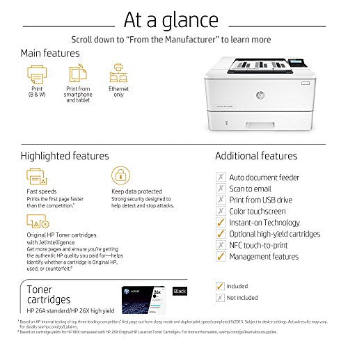 HP Laserjet Pro M402n Monochrome Printer, (C5F93A) (Renewed)