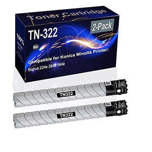 2-Pack (Black) Compatible TN322 TN-322 (A33K030) Printer Toner Cartridge (High Capacity) fit for Konica Minolta Bizhub 224e 284e 364e Printer