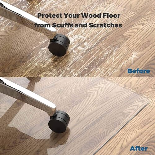 BYZOMU Clear Vinyl Carpet Protector Mat for Office Chair - Skid-Resistant Floor Runner Rug - Various Length Options
