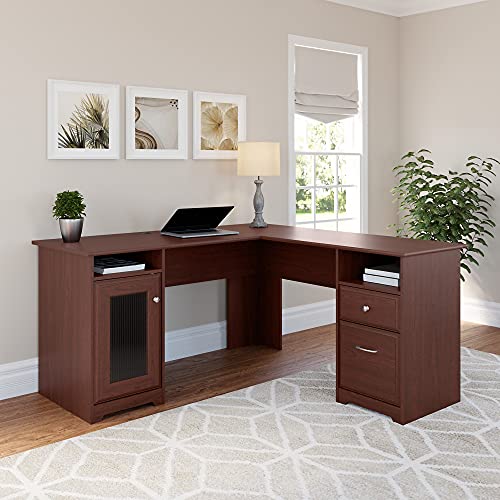 Bush Furniture Cabot L Shaped Computer Desk in Harvest Cherry