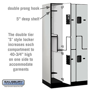 Salsbury Industries 2-Tier S-Style Designer Wood Locker - 6ft H x 21in D, Gray