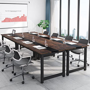 Tribesigns 6FT Conference Table, Metal Frame, Vintage Brown/Black