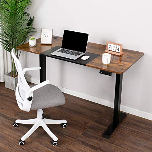ELECWISH Electric Standing Desk Height Adjustable, 55 x 28 Inches Stand Up Desk with Splice Board, Sit Stand Home Office Desk with Memory Preset Controller, Black Frame/Black and Rustic Brown Top