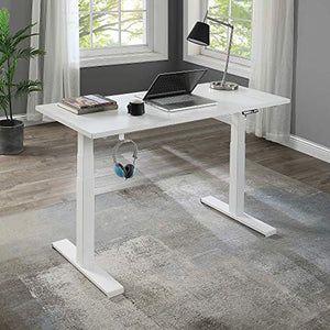Knocbel Electric Lifting Computer Table Standing Desk, 24.6" to 49.2" Height Adjustable Home Office Workstation Writing Table, 250lbs Weight Capacity (White)