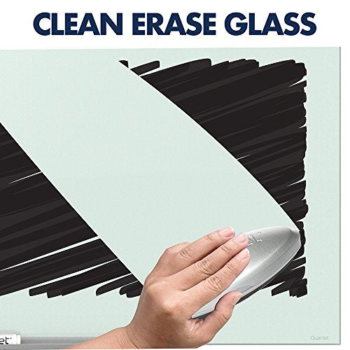 Quartet Glass Dry Erase Board, Whiteboard / White Board, Magnetic, 74" x 42", White Surface & Glass Whiteboard Eraser, Premium, Magnetic, 3-in-1, 6-1/2"x1-3/8", Silver (SFEB3)