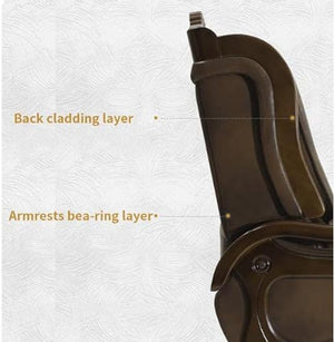 Kinnls Genuine Leather Massage Chair with Wooden Armrest