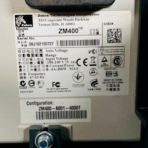 Tekswamp Zebra ZM400 Thermal Transfer Label Printer 600 DPI Peeler Rewinder USB Serial ZM400-6001-4000T Bundle