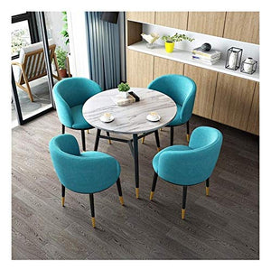 SYLTER Office Conference Table, Coffee Table, and Chair Set - Simple Style 80cm Wooden Round Dining Table - Green & Blue