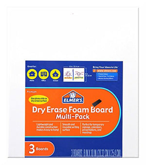 Elmer's Dry Erase Foam Board, 8 x 10 Inches, 3/16 Inch Thickness, White, 3 Count