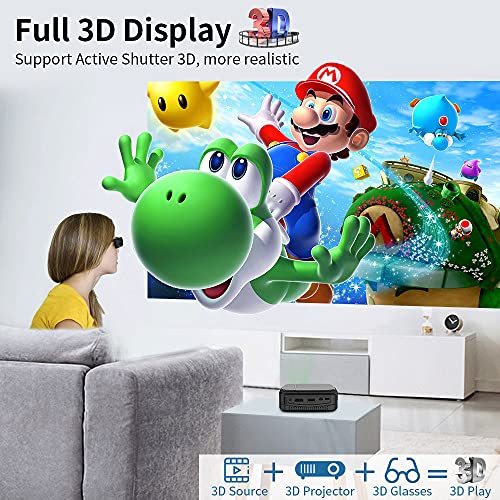 ZCGIOBN Pocket DLP Mini Projector 3D WiFi Full HD 1080P Supported Outdoor Movie Cinema Wireless Airplay Home Theater
