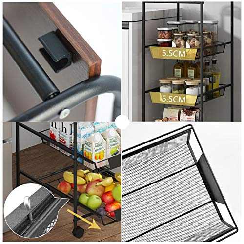 ZXCVASDF Rolling Storage Cart with Metal Drawers and Locking Wheels - 4 Shelves