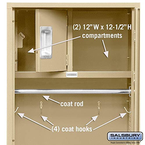 Salsbury Industries 71024TN-U 6ft High 24in Deep Unassembled Metal Locker - Tan Brown
