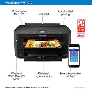 WorkForce WF-7210 Wireless Wide-format Color Inkjet Printer with Wi-Fi Direct and Ethernet, Amazon Dash Replenishment Enabled