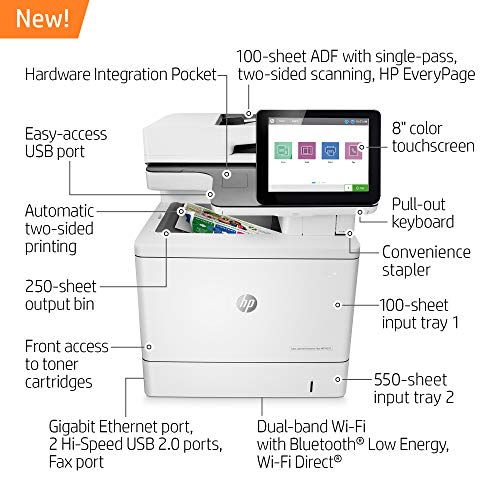 HP Color LaserJet Enterprise Flow Multifunction M578z Wireless Duplex Printer with Stapler and Pull-Out Keyboard (7ZU88A)