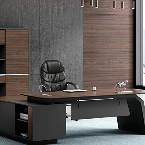 Leather Chair from Office Leather Chair, Racing Chair, Adjustable Rotary Computer Chair with Wheels for armrests, Executive Office Chair in (Black)