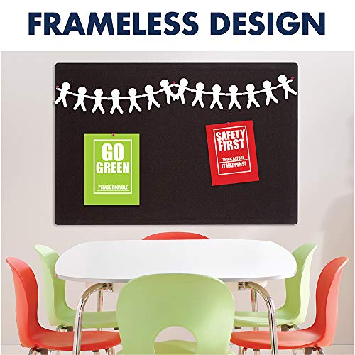 Quartet Bulletin Board, Fabric, 4' x 3', Frameless, Fiberboard, Oval Office, Black (7684BK)