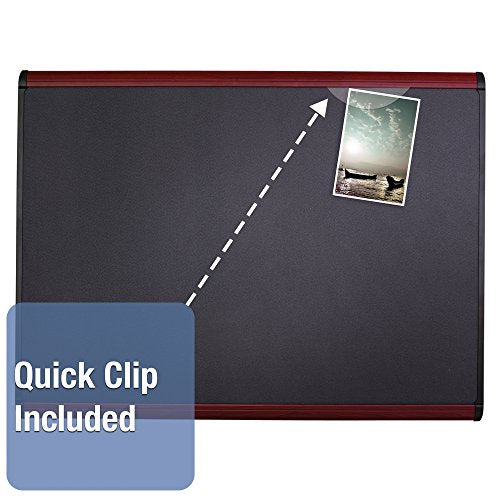 Quartet Prestige Plus Magnetic Fabric Bulletin Board, 6 x 4 Feet, Black with Mahogany Frame (MB547M)