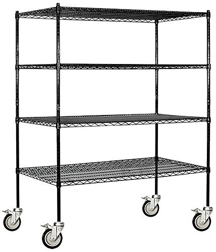 Salsbury Industries Mobile Wire Shelving Unit, 60-Inch Wide by 69-Inch High by 24-Inch Deep, Black