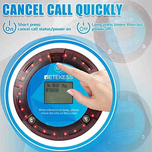 Retekess TD166 Restaurant Pager System, Long Range Coaster Pager, Smart Alerts, 10 Pagers - Warehouse, Logistics Center