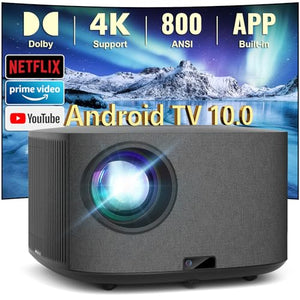 HAPPRUN 4K Android TV Projector with WiFi, Bluetooth, and Dolby Audio